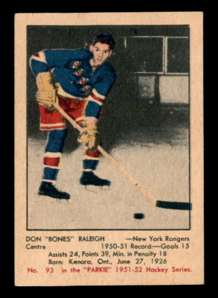 1951 Parkhurst Hockey Bones Raleigh #93 PSA 4