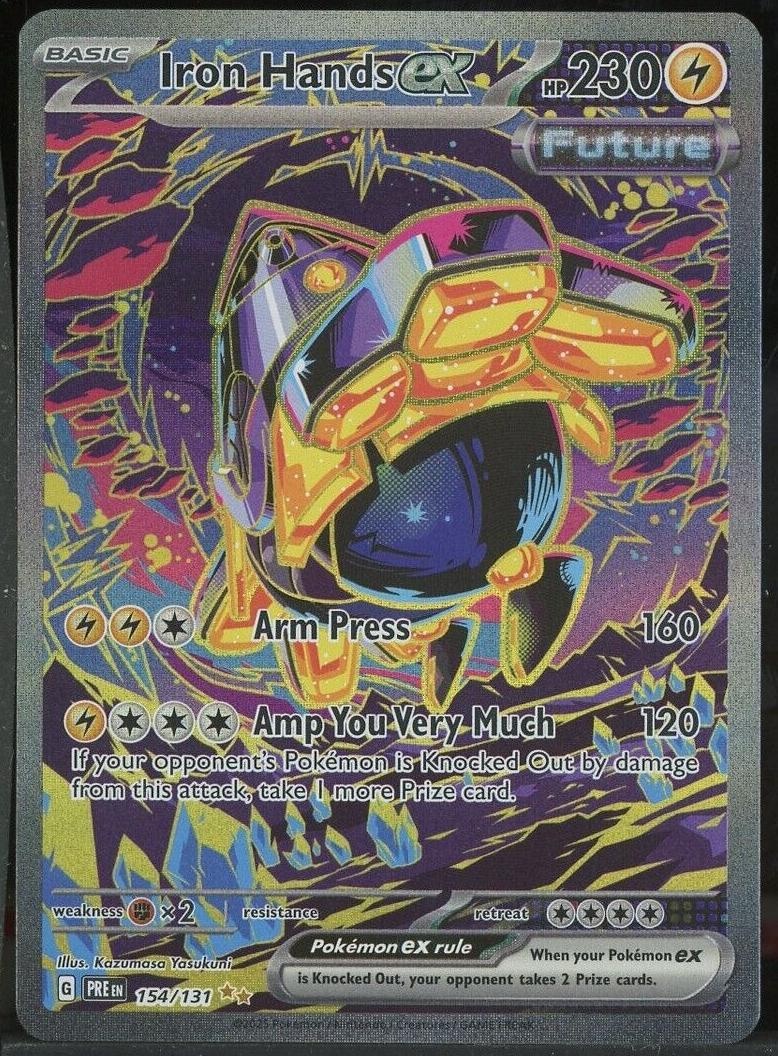2025 Pokemon Scarlet & Violet Prismatic Evolutions Iron Hands EX #154 PSA 8.5