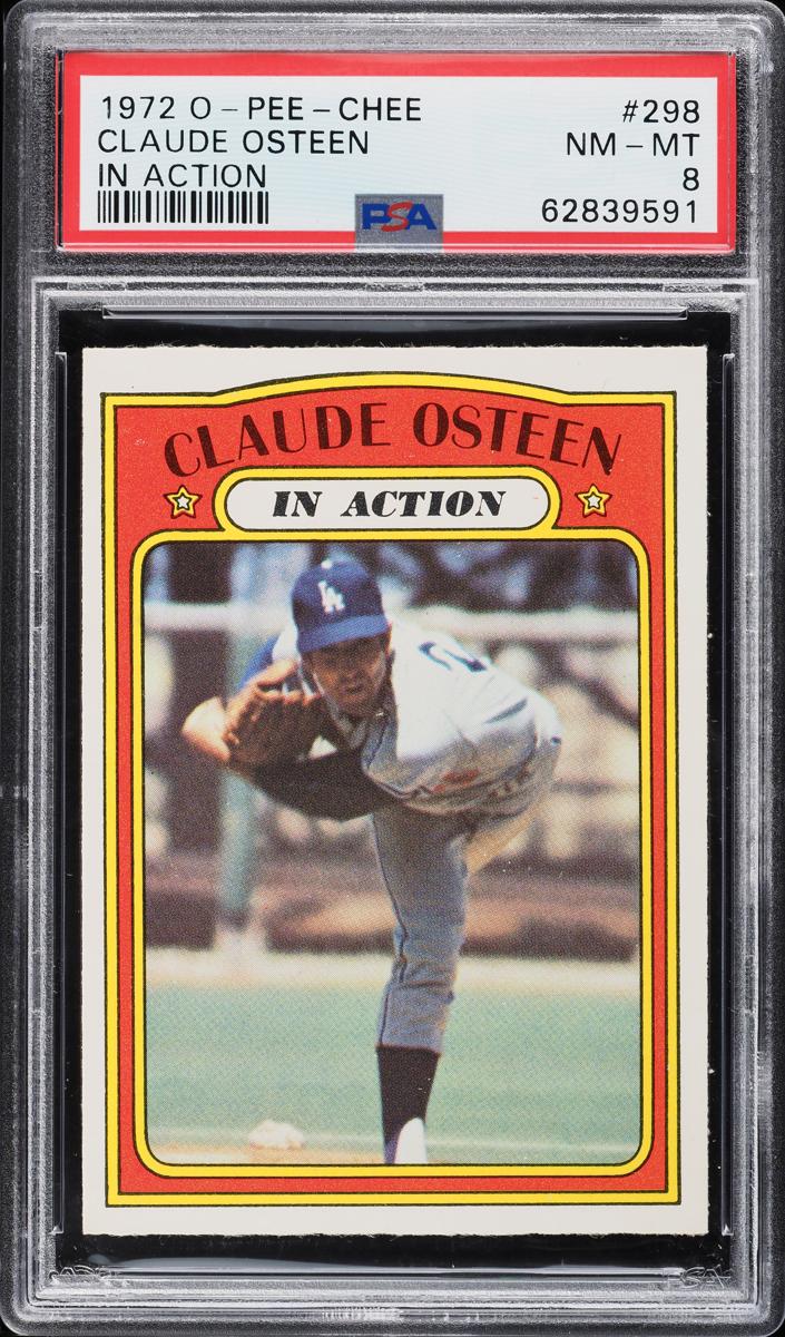1972 O-Pee-Chee Baseball Claude Osteen #298 PSA 8