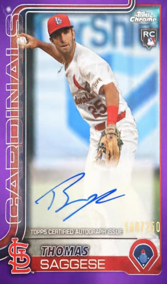 2025 Topps Chrome Baseball Purple Refractor Thomas Saggese #RA-TSA