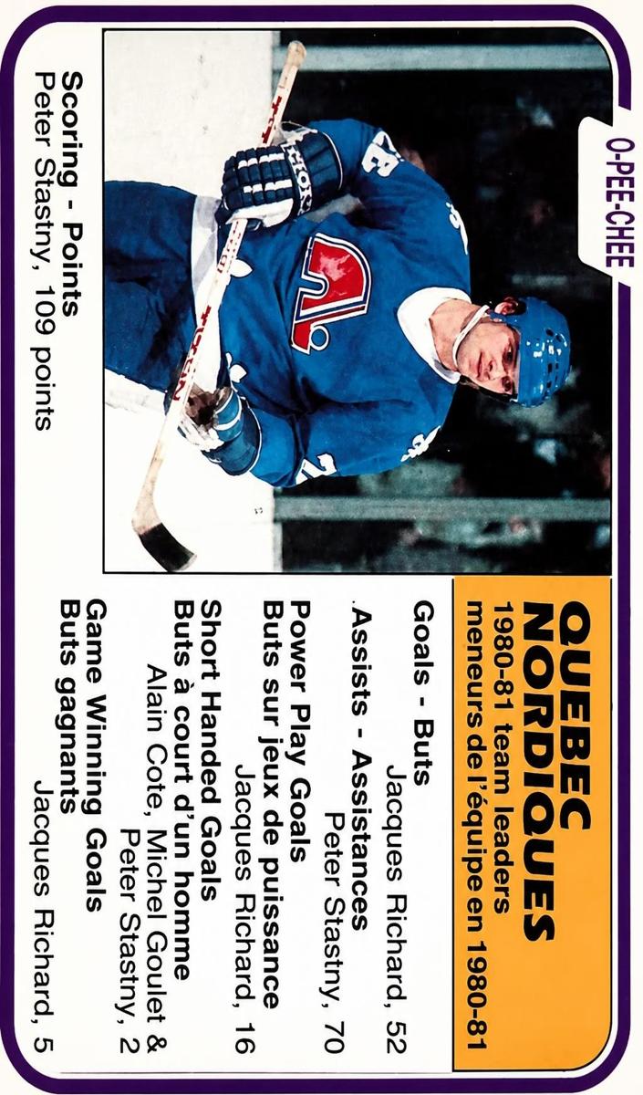 1981 O-Pee-Chee Hockey Peter Stastny #287 PSA 7.5