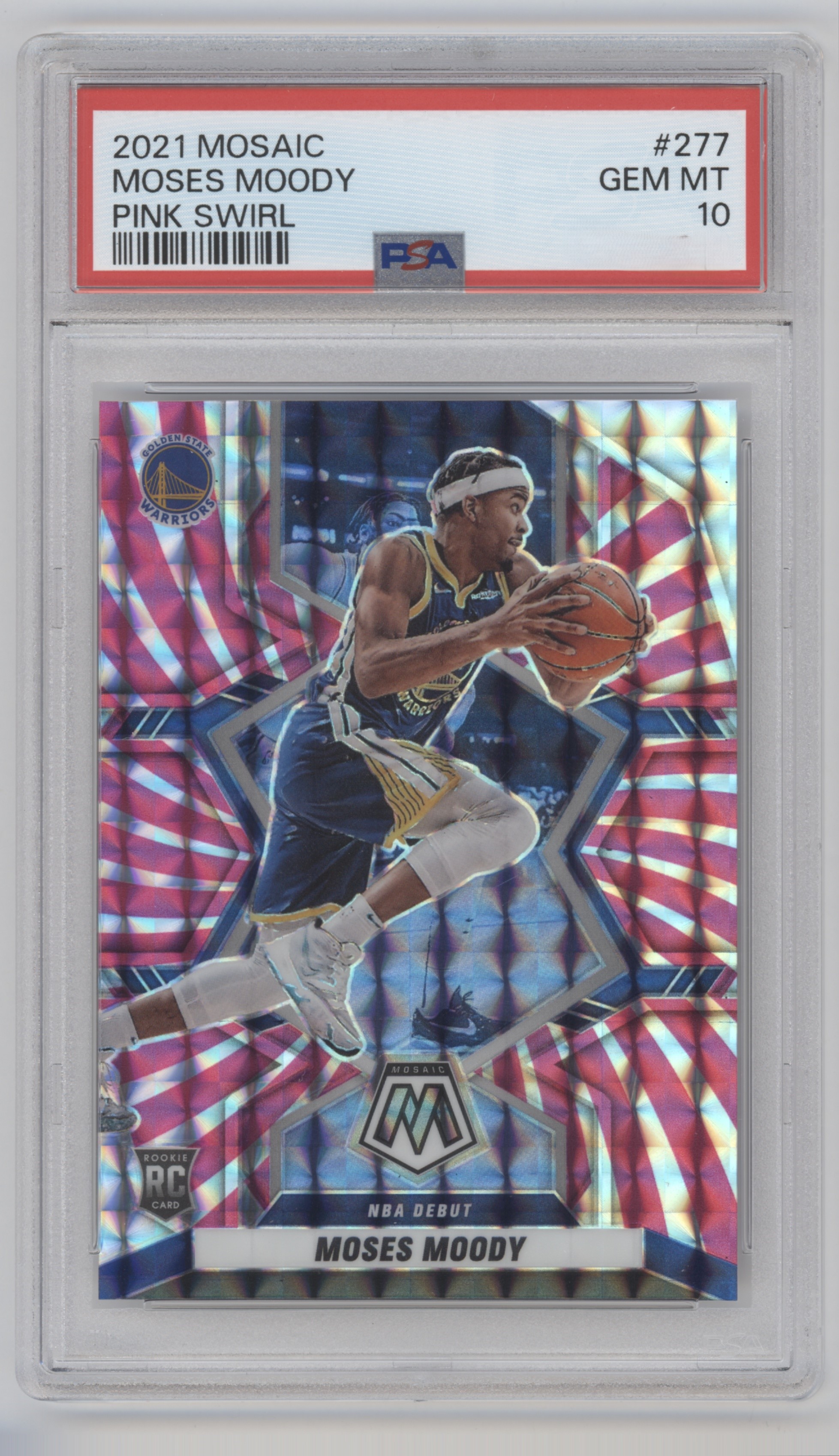 2021 Panini Mosaic Basketball Pink Swirl Moses Moody #277 PSA 9