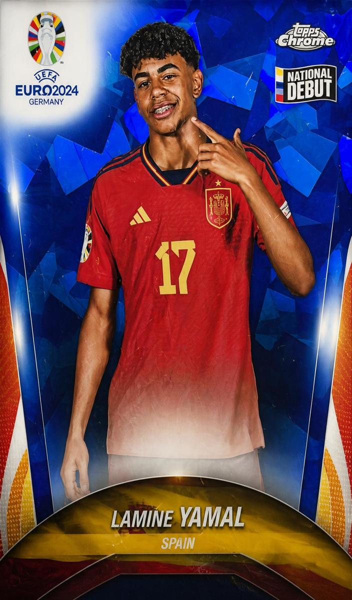 2024 Topps Chrome Sapphire Edition UEFA Euro Soccer Lamine Yamal #17 PSA 9