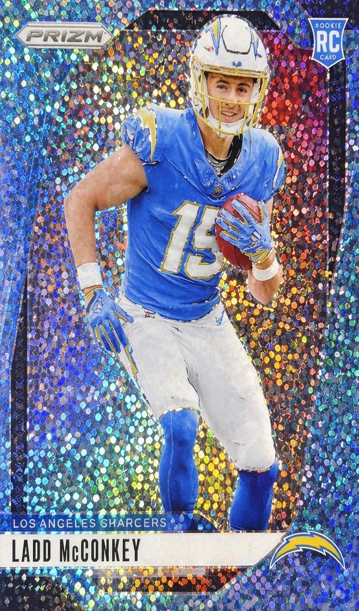 2024 Panini Prizm Football Blue Sparkle Ladd McConkey #365