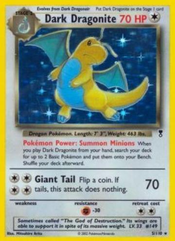 2002 Pokemon Legendary Collection Dark Dragonite #5 PSA 8