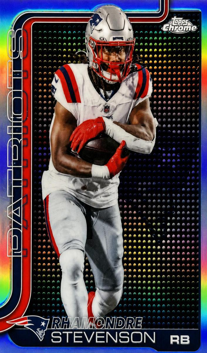 2025 Topps Chrome Football Lightboard Logo Variation Rhamondre Stevenson #210