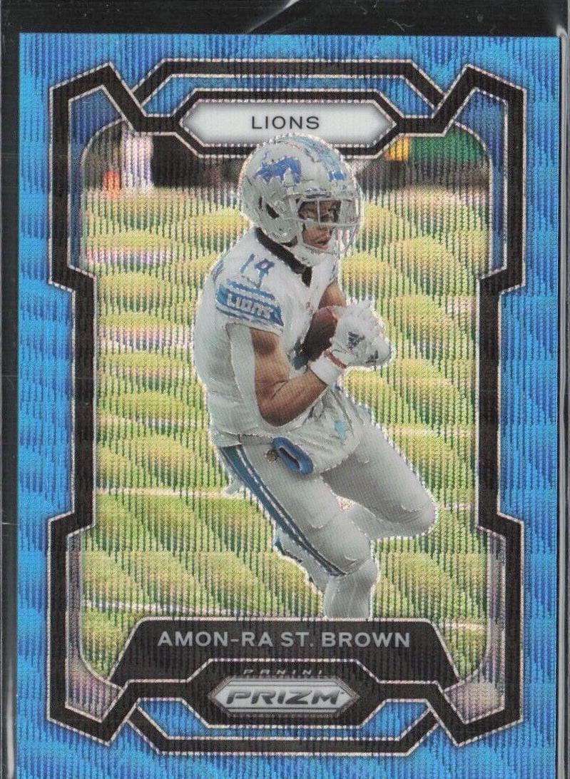 2023 Panini Prizm Football Blue Wave Amon-Ra St. Brown #96 PSA 9