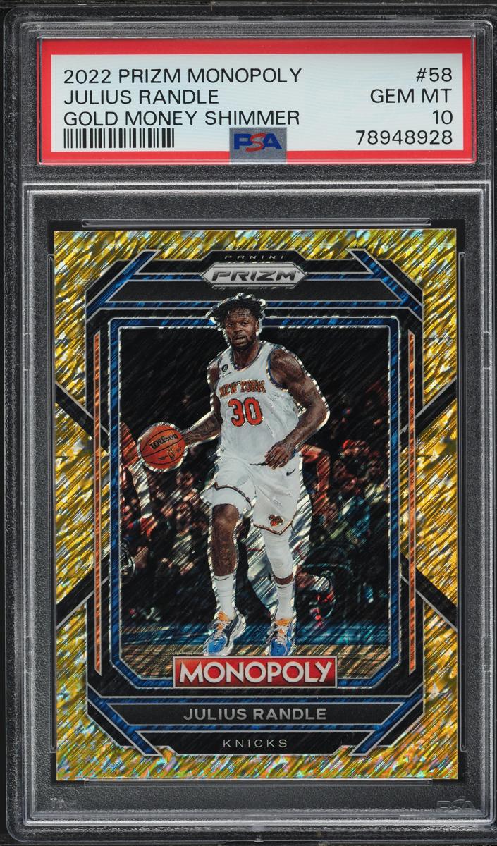 2022 Panini Prizm Monopoly Basketball Gold Money Shimmer Julius Randle #58 PSA 9