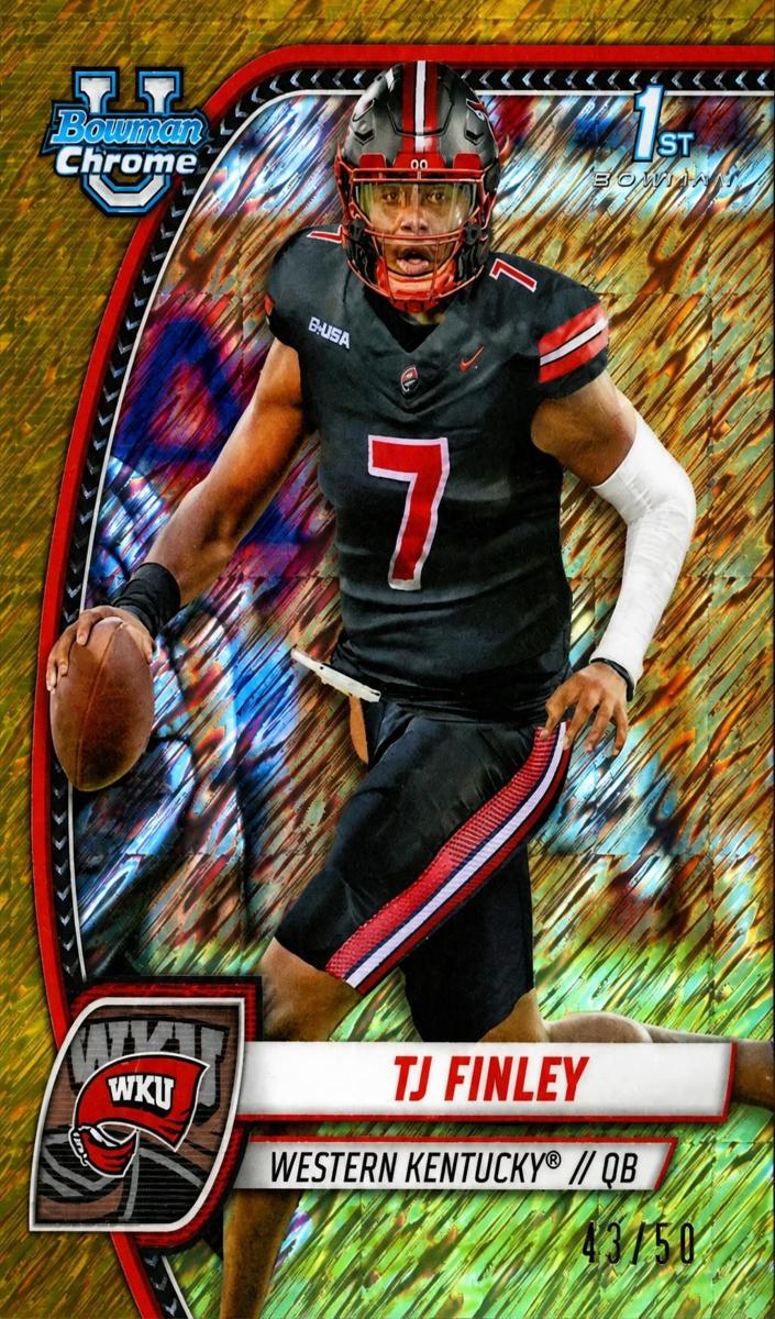 2024 Bowman Chrome University Football Shimmer Gold Refractor TJ Finley #191