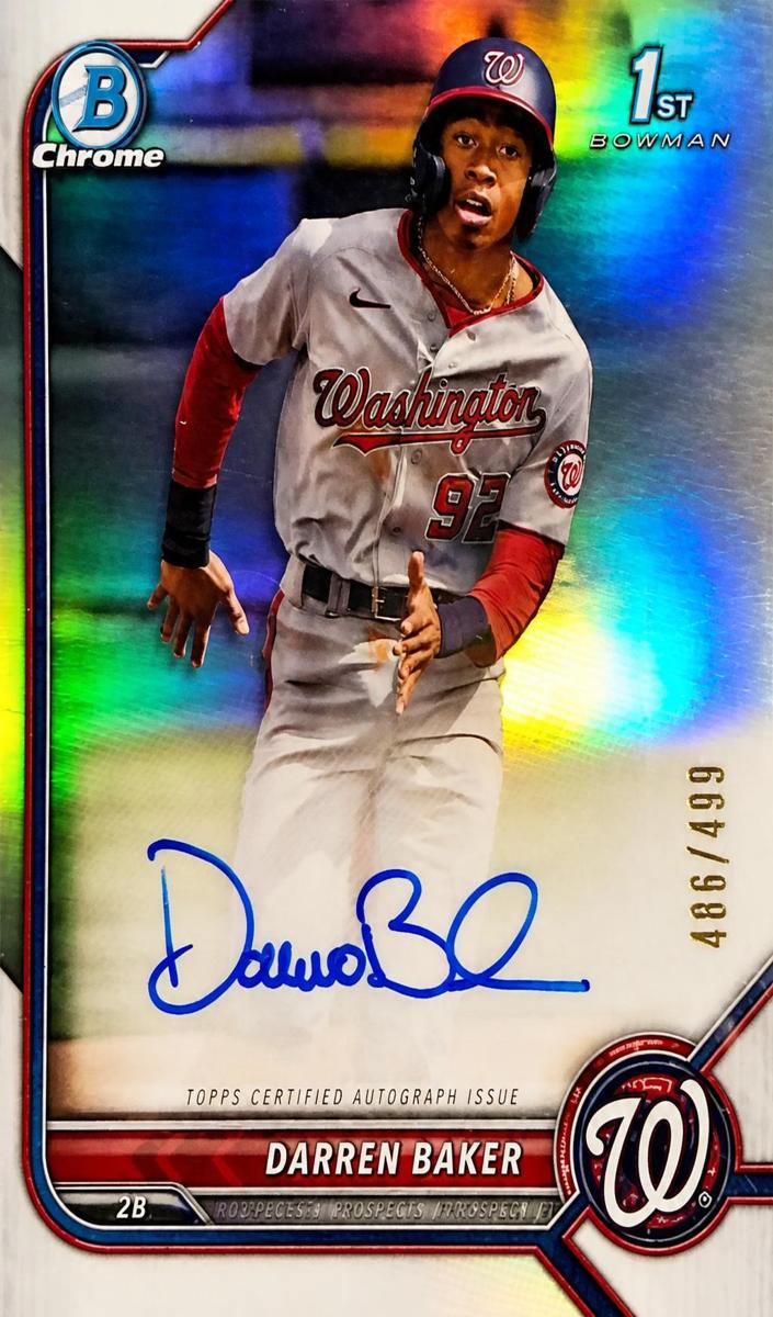 2022 Bowman Chrome Prospects Baseball Refractor Darren Baker #22 PSA 9
