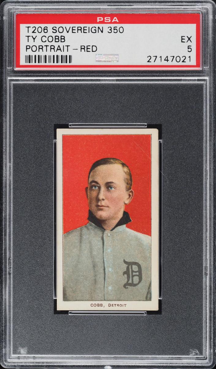 1909-11 T206 Baseball Portrait - Red Background Ty Cobb #NNO PSA 5