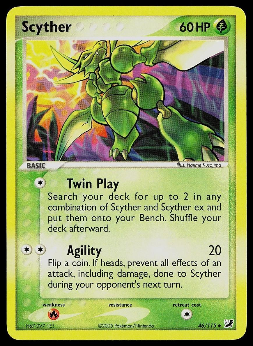 2005 Pokemon EX Unseen Forces Scyther #46 CGC 8