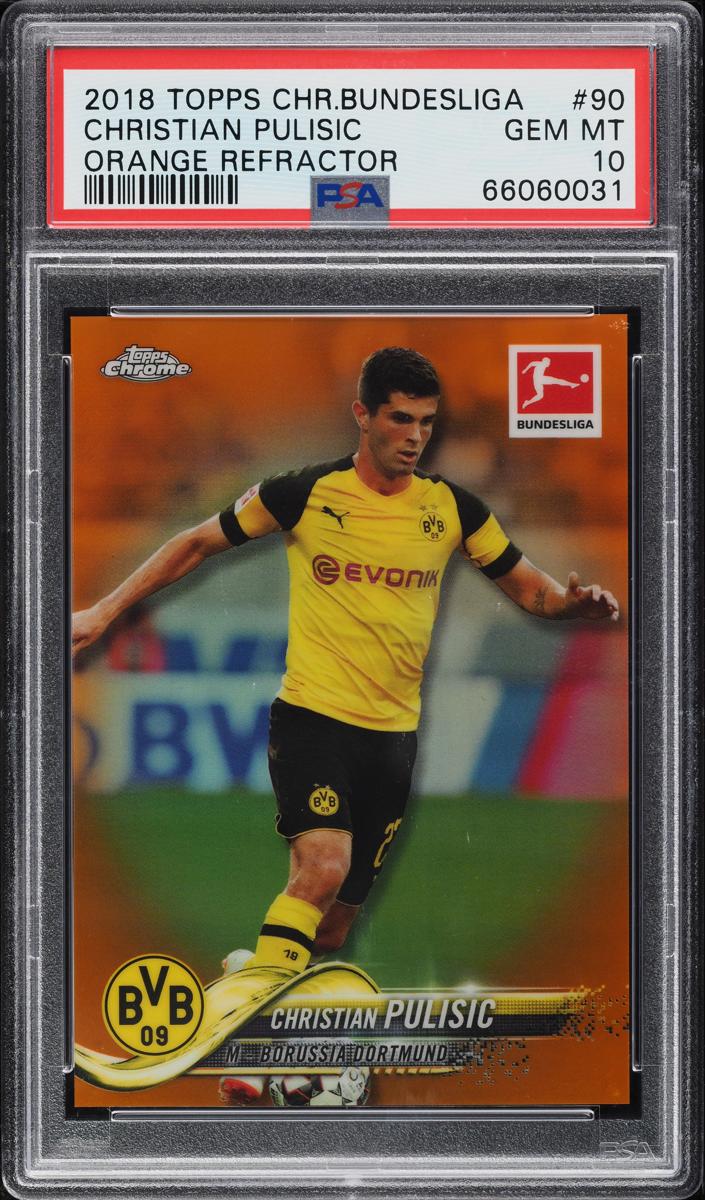 2018 Topps Chrome Bundesliga Soccer Orange Christian Pulisic #90 PSA 10