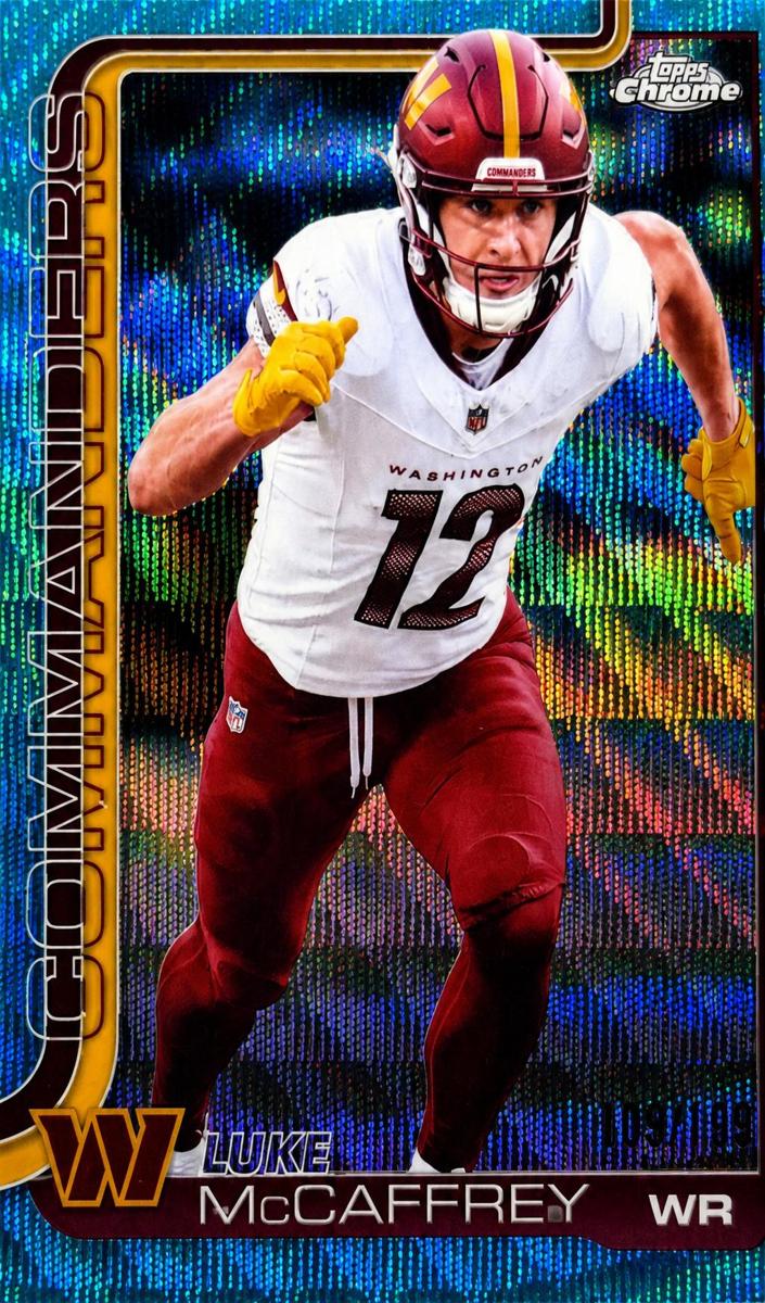 2025 Topps Chrome Football Aqua Wave Refractor Luke McCaffrey #298