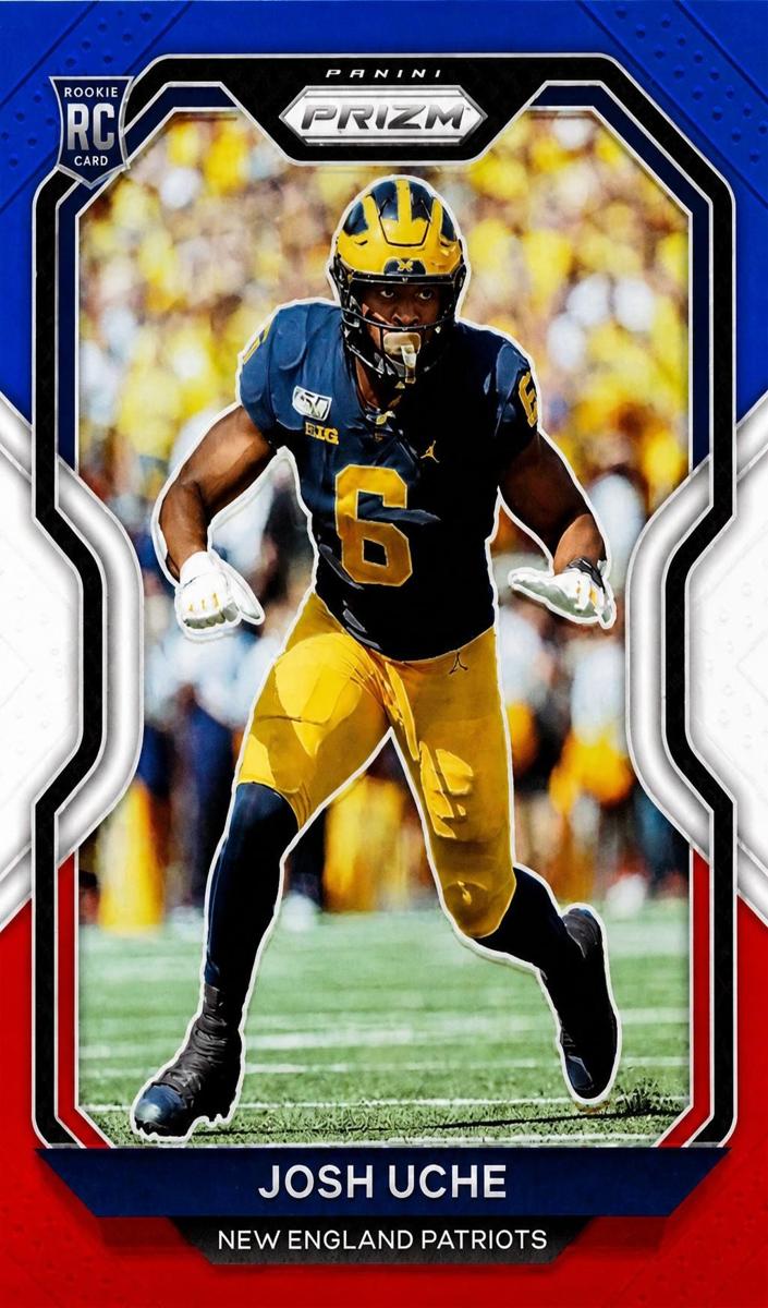 2020 Panini Prizm Football Red White and Blue Prizm Josh Uche #369 PSA 10