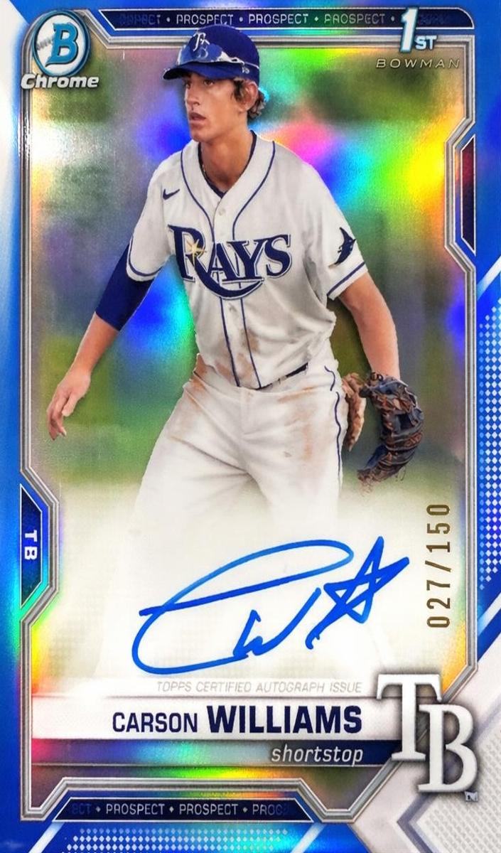 2021 Bowman Draft Baseball Blue Refractor Carson Williams #CDA-CW