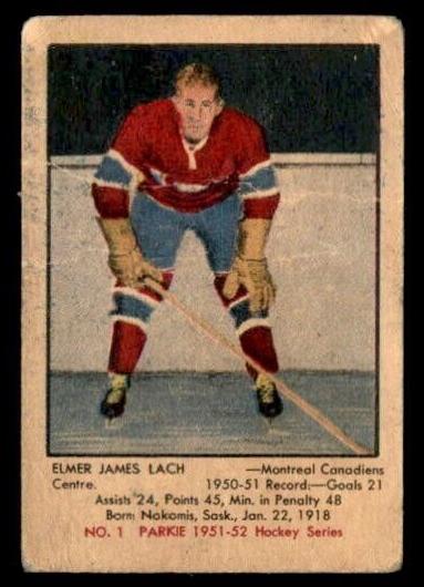 1951 Parkhurst Hockey Elmer Lach #1