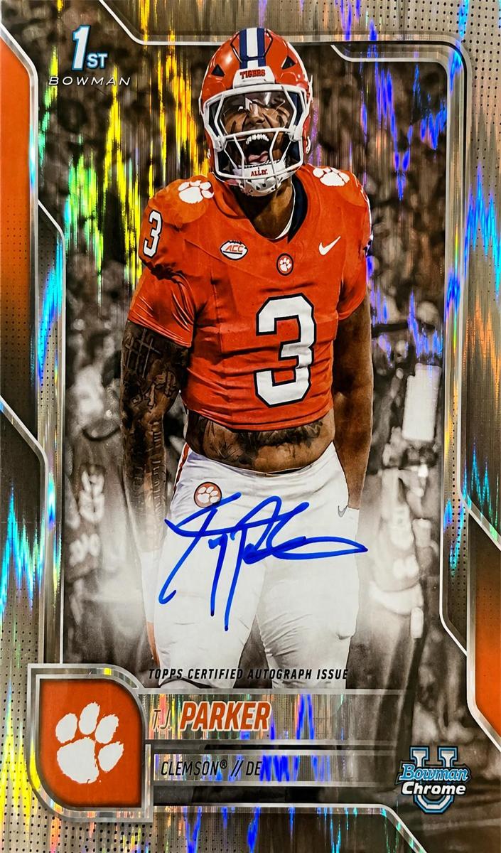 2025 Bowman Chrome University Football Stealth Refractor T.J. Parker #BCA-TJP