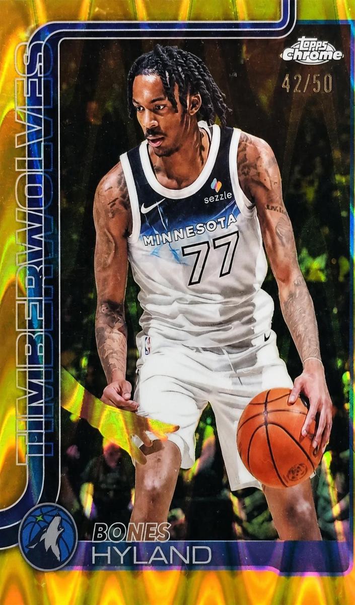 2025 Topps Chrome Basketball RayWave Gold Refractor Bones Hyland #90