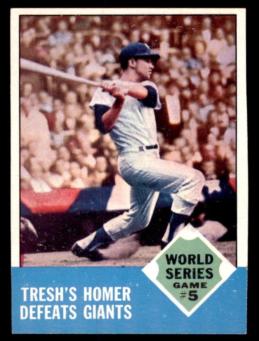 1963 Topps Baseball Tresh's Homer Defeats Giants World Series Game #5 #146 PSA 5