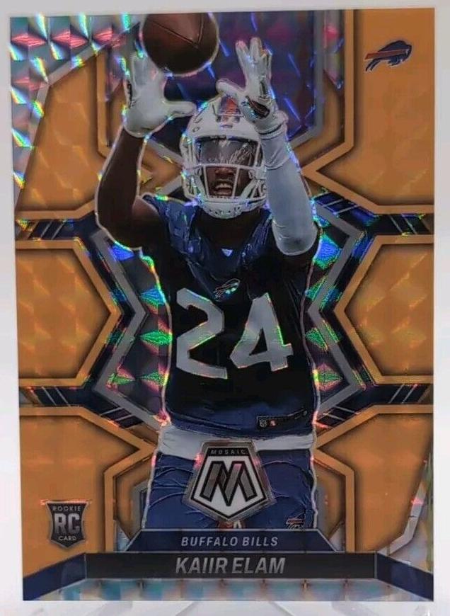 2022 Panini Mosaic Football Orange Fluorescent Kaiir Elam #373
