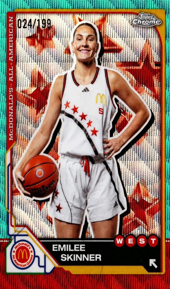 2025 Topps Chrome McDonald's All American Basketball Aqua Wave Refractor Emilee Skinner #35