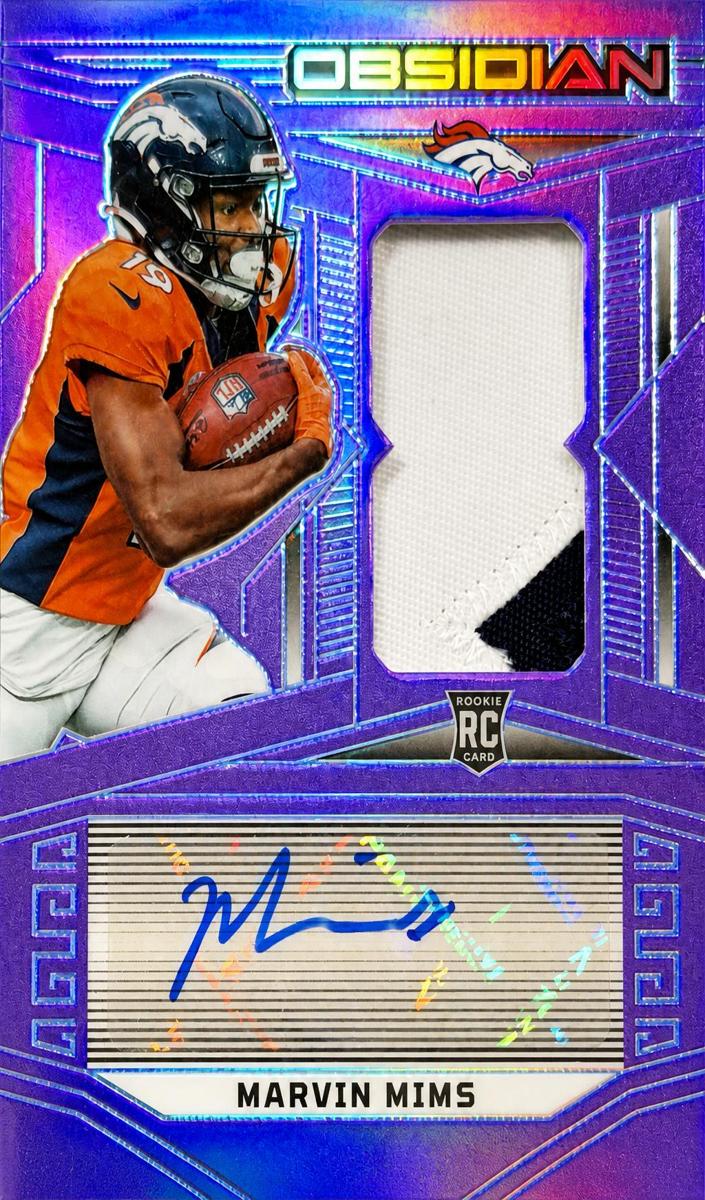2023 Panini Obsidian Football Electric Etch Purple Flood FOTL Marvin Mims #229