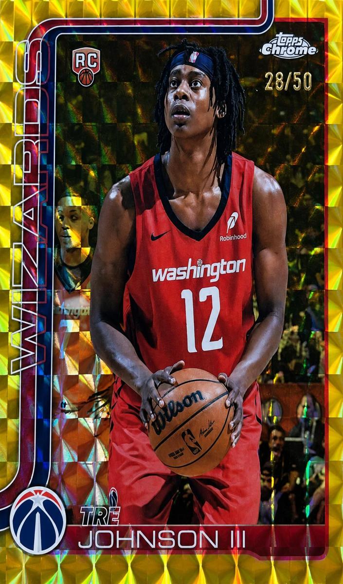 2025 Topps Chrome Basketball Geometric Gold Refractor Tre Johnson III #256 PSA 9