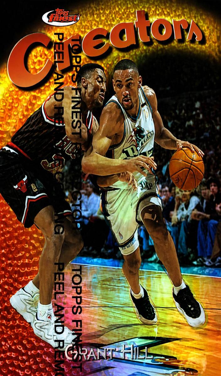 1997 Topps Finest Basketball Refractor Grant Hill #186 PSA 9