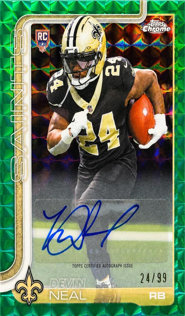2025 Topps Chrome Football Green Geometric Refractor Devin Neal #RA-DN