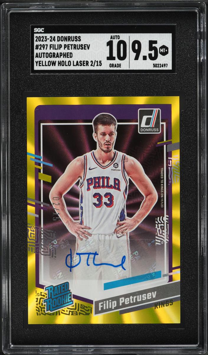 2023 Panini Donruss Basketball Holo Yellow Laser Filip Petrusev #297 SGC 9