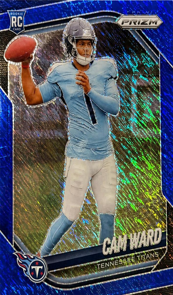 2025 Panini Prizm Football Blue Shimmer Cam Ward #352 PSA 10