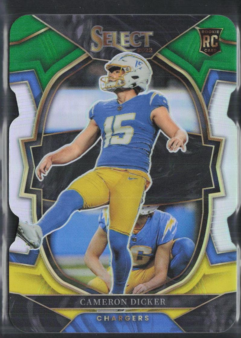 2022 Panini Select Football Green and Yellow Prizm Die-Cut Cameron Dicker #16 SGC 10