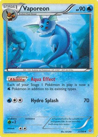 2015 Pokemon XY Ancient Origins Vaporeon #22 PSA 9