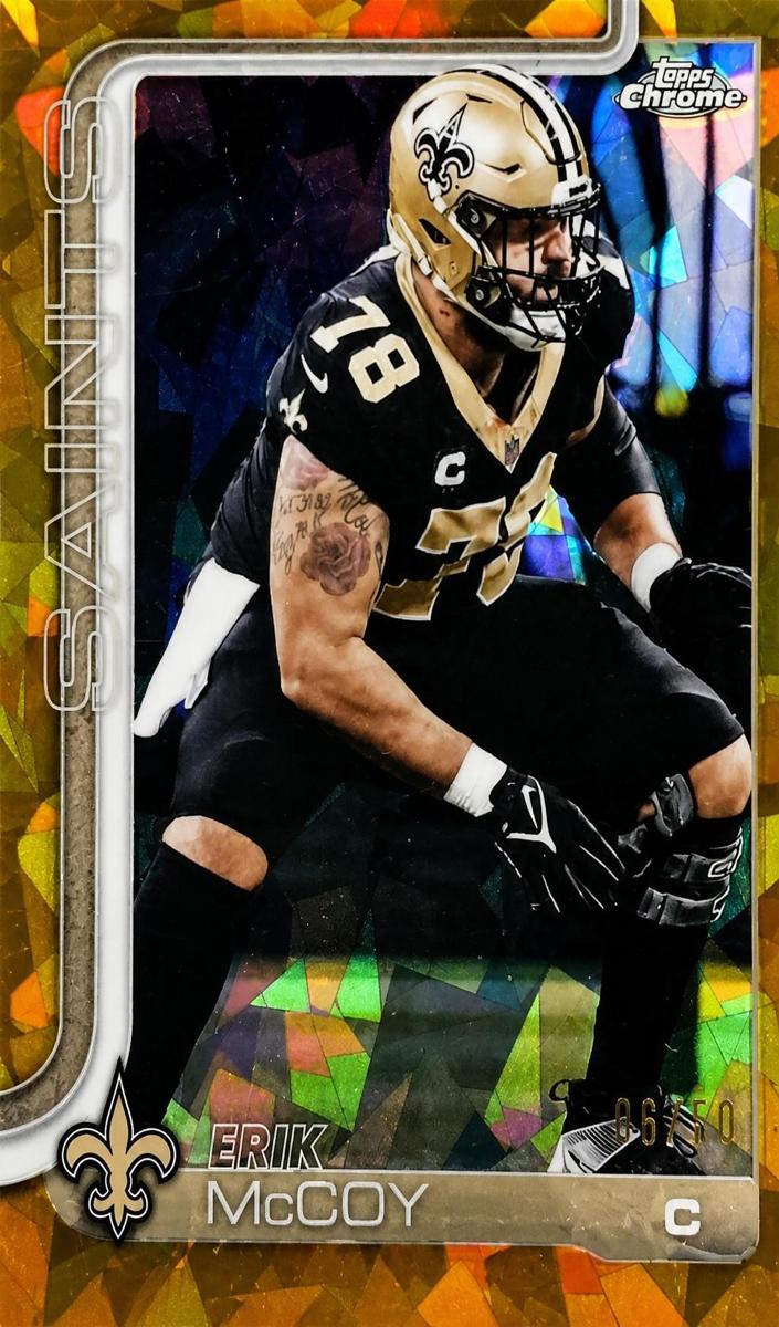 2025 Topps Chrome Sapphire Football Gold Erik McCoy #223