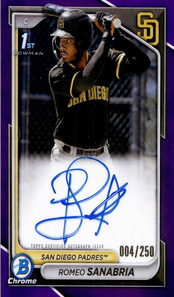2024 Bowman Chrome Baseball Purple Romeo Sanabria #CPA-RS PSA 10