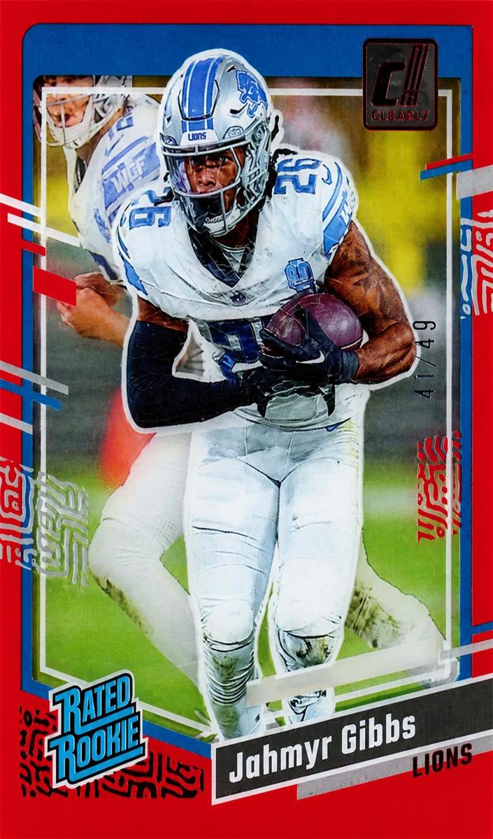 2023 Panini Clearly Donruss Football Red Jahmyr Gibbs #62 PSA 9