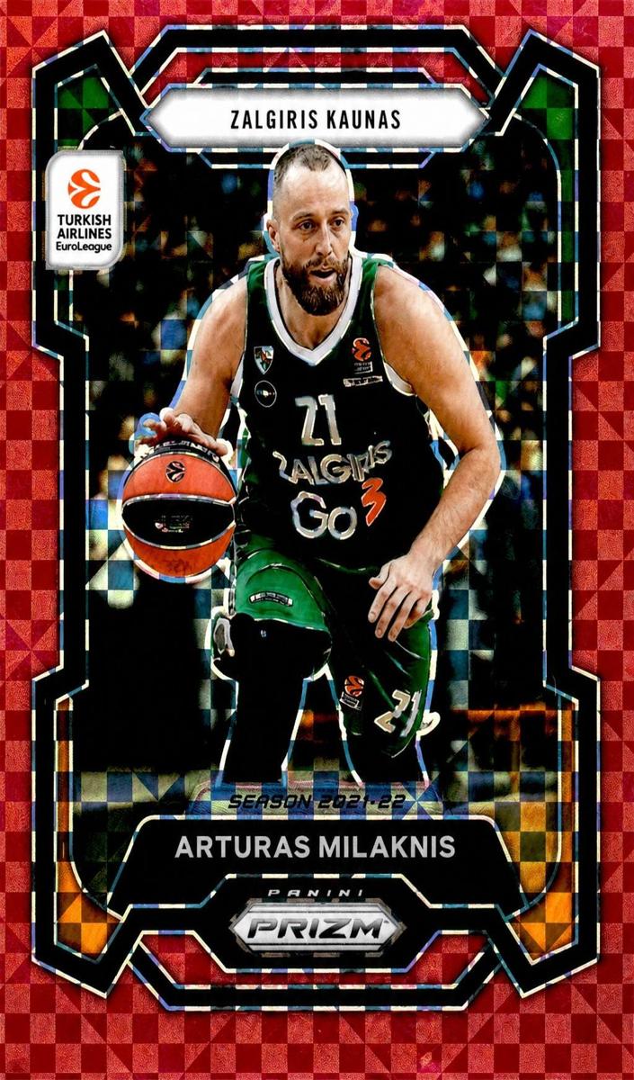 2023 Panini Prizm Turkish Airlines EuroLeague Basketball Red Power Arturas Milaknis #66