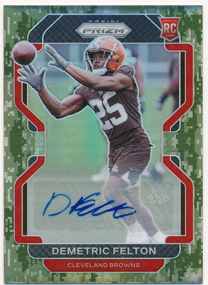 2021 Panini Prizm Football Camo Demetric Felton #411 PSA 8.5