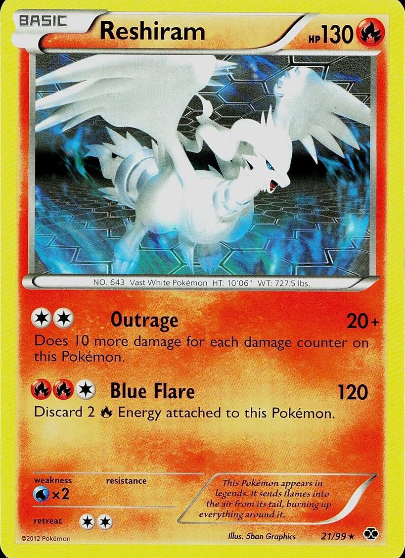 2012 Pokemon Black & White Next Destinies Reshiram #21 PSA 5