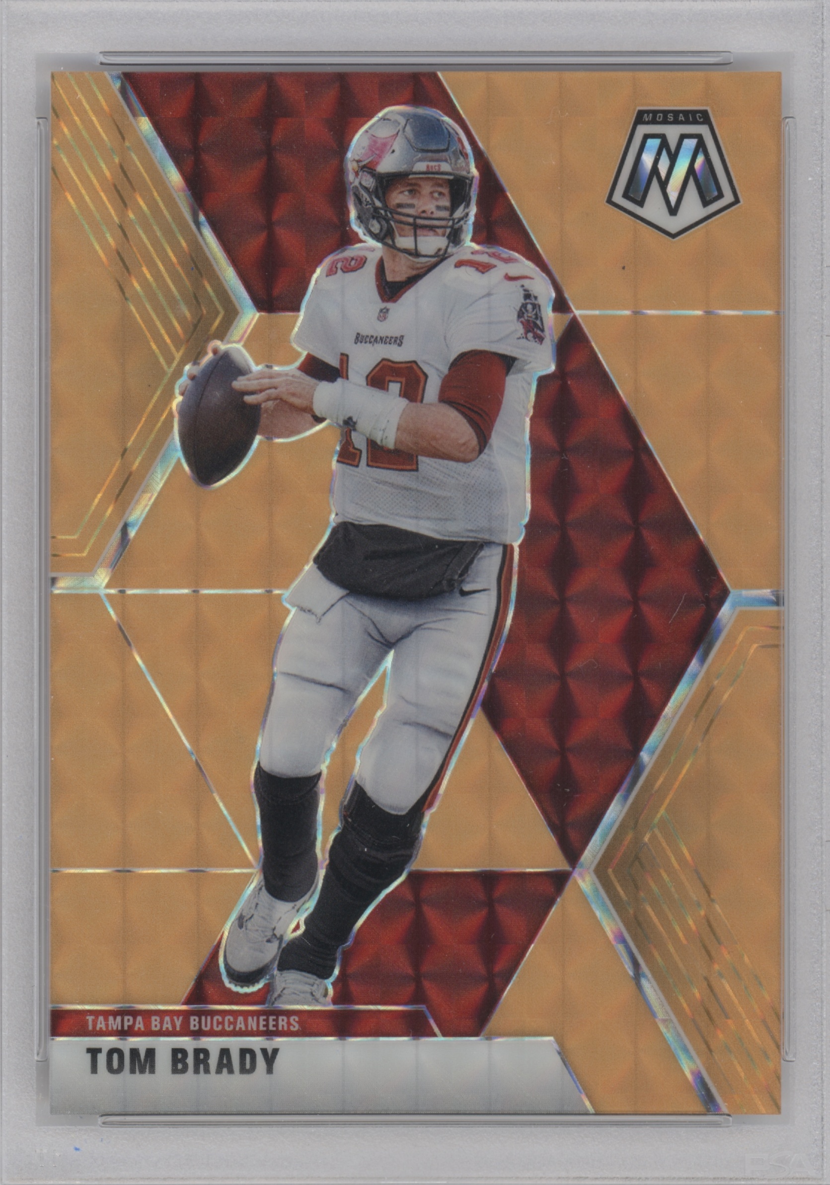 2020 Panini Mosaic Football Orange Fluorescent Tom Brady #135 PSA 9