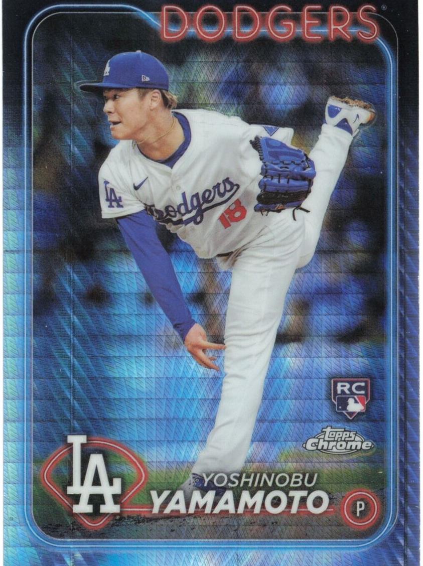 2024 Topps Chrome Baseball Prism Yoshinobu Yamamoto #18 PSA 9