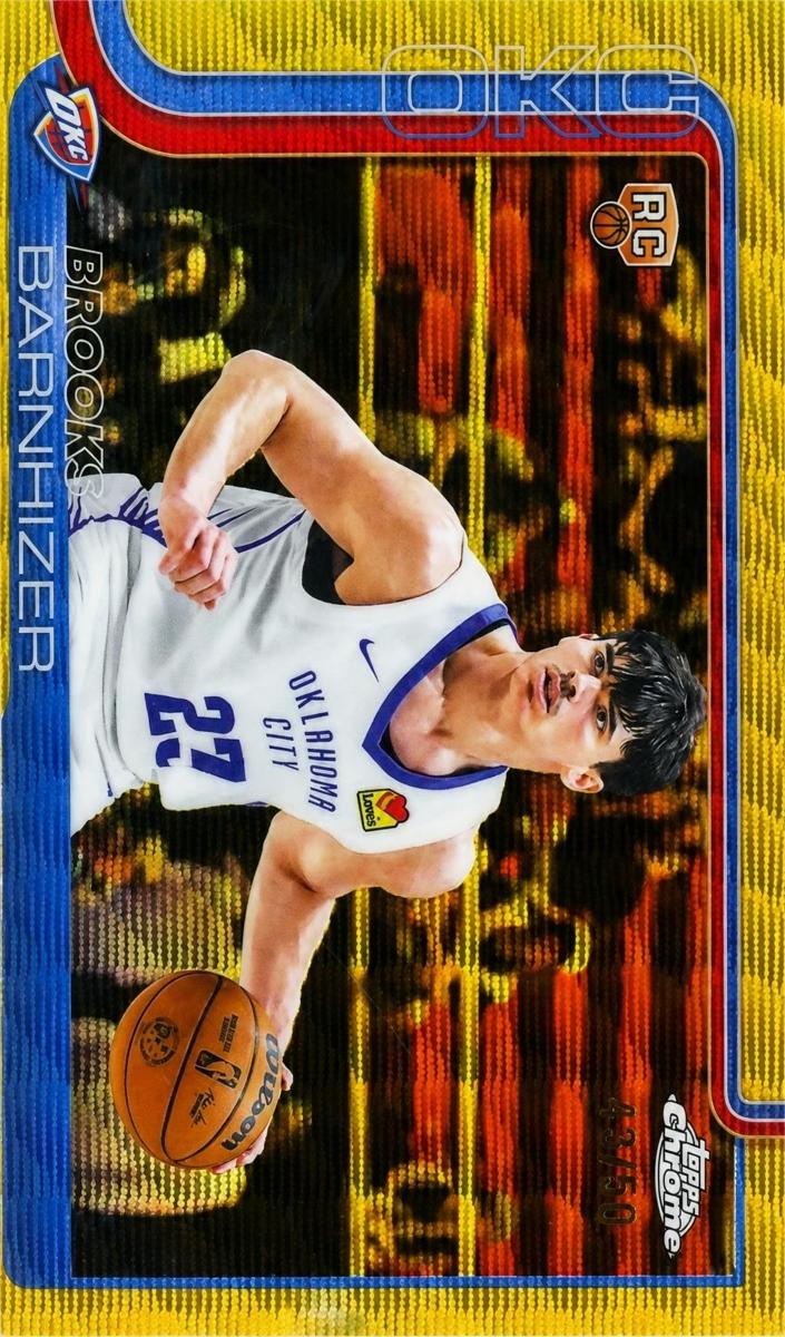 2025 Topps Chrome Basketball Gold Wave Refractor Brooks Barnhizer #295 PSA 9
