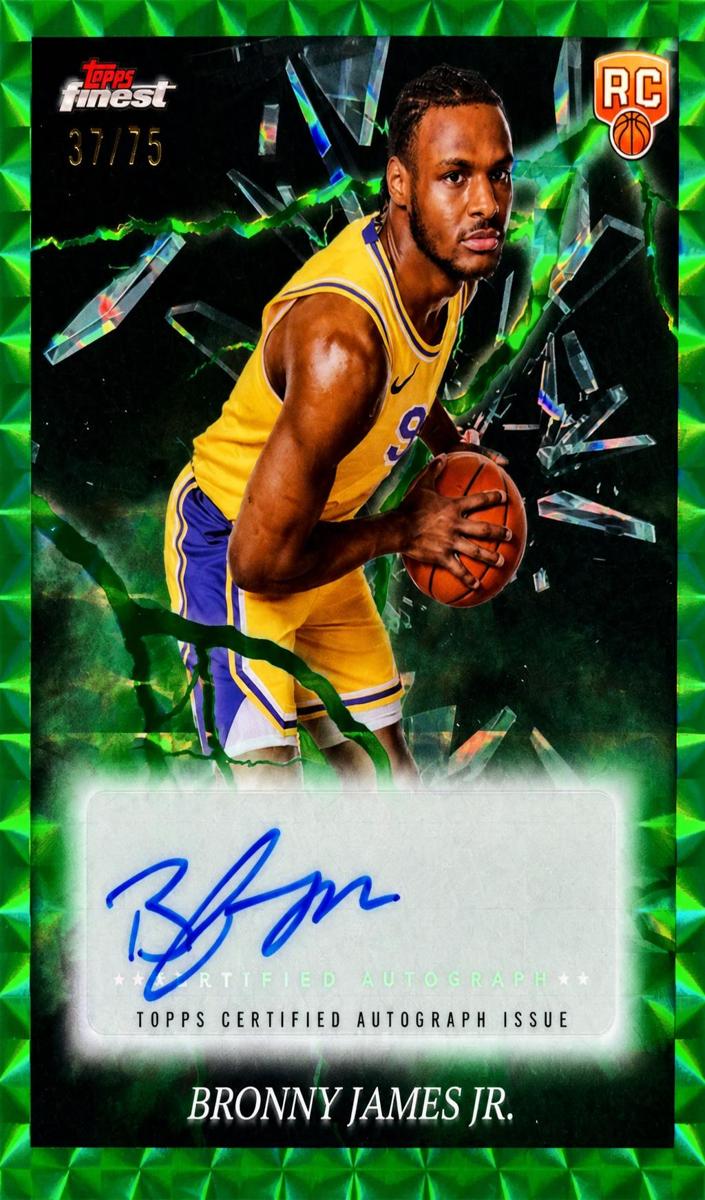2024 Topps Finest Basketball Green Geometric Refractor Bronny James Jr. #ES-BJ PSA 9