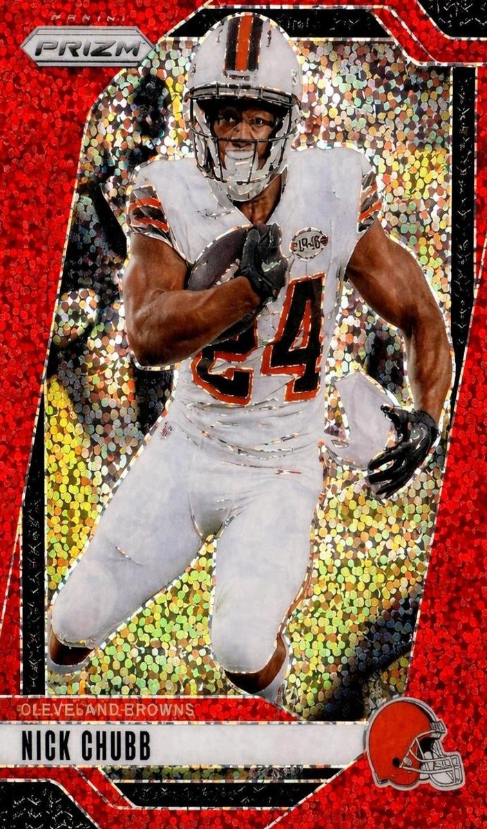 2024 Panini Prizm Football Red Sparkle Nick Chubb #65