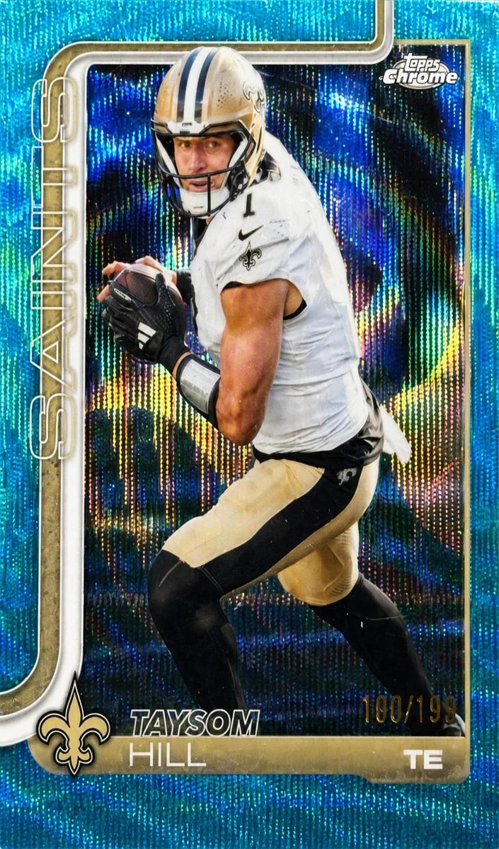 2025 Topps Chrome Football Aqua Wave Refractor Taysom Hill #222
