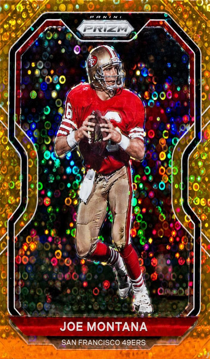 2020 Panini Prizm Football Disco Prizm Joe Montana #290 PSA 9
