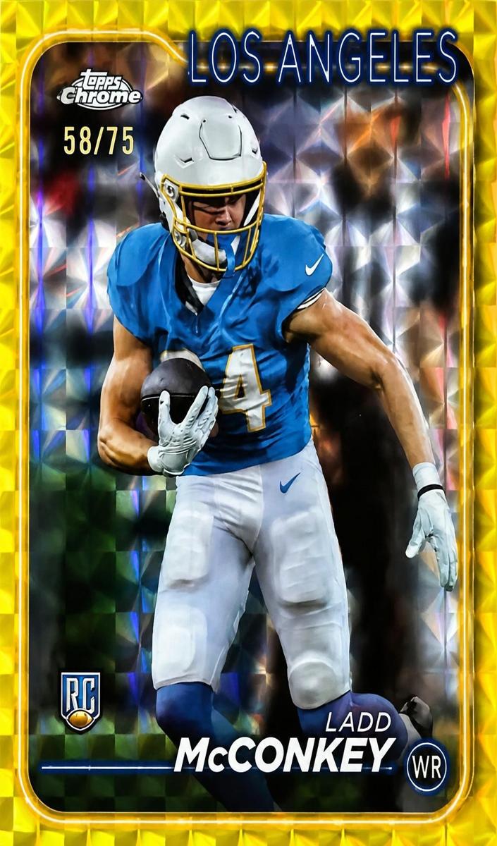 2024 Topps Chrome Football Yellow Geometric Refractor Ladd McConkey #212