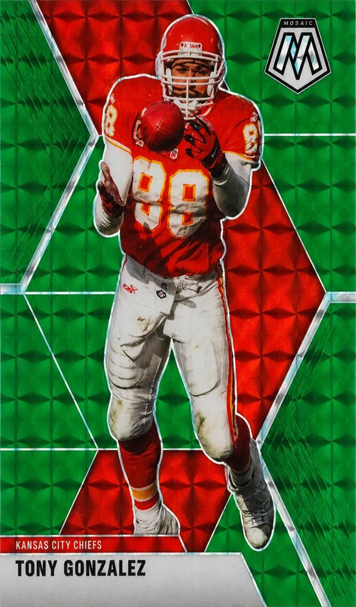 2020 Panini Mosaic Football Green Tony Gonzalez #2 PSA 10