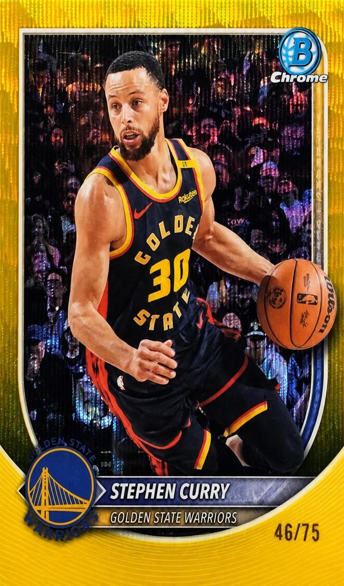2025 Bowman Basketball Yellow Wave Refractor Stephen Curry #BCV-115